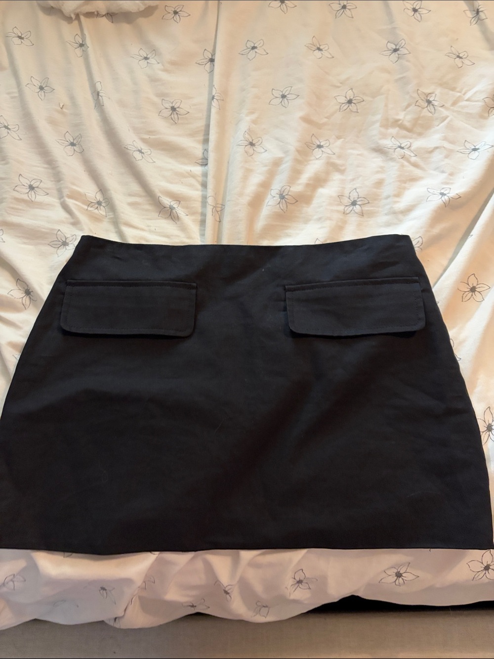 White fox Black Women’s Mini Skirt with Front Flap Pockets